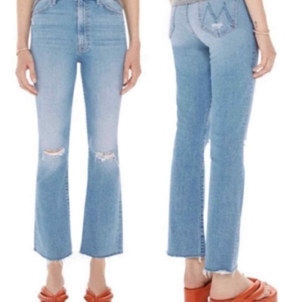 MOTHER Hustler Ankle Fray Jeans in Thrilling Shots Sz 26  **Worn once**